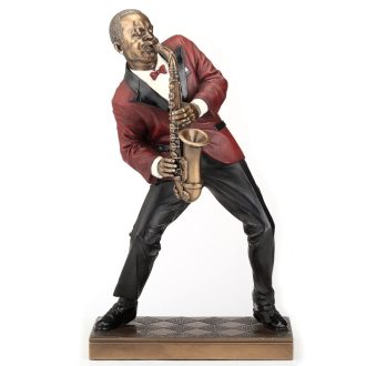 Szaxofonos bronzbevonatú szobor 26 cm
