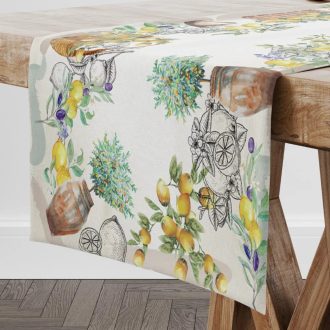 NAPOLI Citrom mintás mediterrán asztali futó, 45x140 cm
