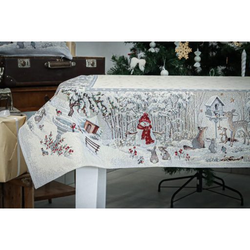 TÉLI ERDŐ ASZTALTERÍTŐ, 137X240 CM, EZÜST LUREX