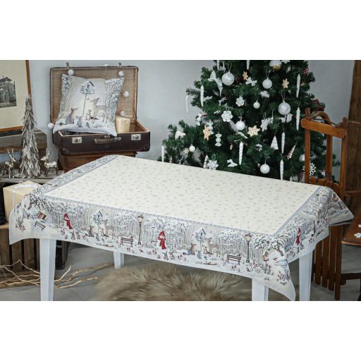 TÉLI ERDŐ ASZTALTERÍTŐ, 137X240 CM, EZÜST LUREX