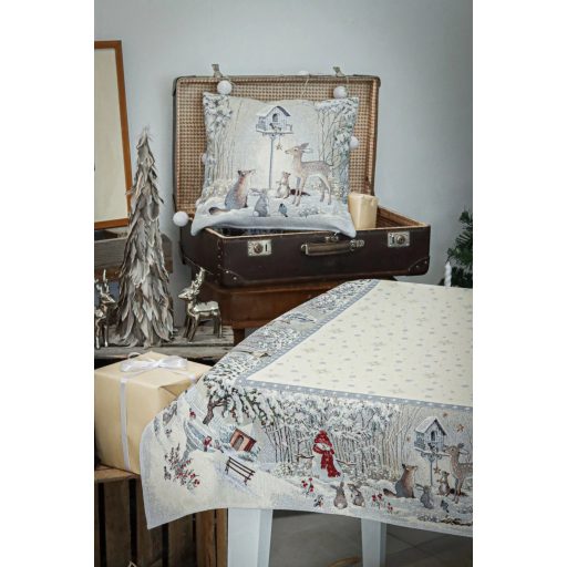 TÉLI ERDŐ ASZTALTERÍTŐ, 137X180 CM, EZÜST LUREX
