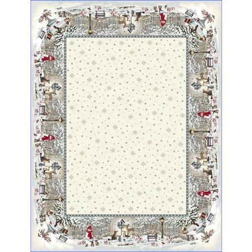 TÉLI ERDŐ ASZTALTERÍTŐ, 137X180 CM, EZÜST LUREX