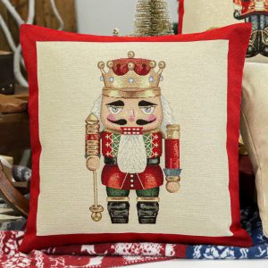 NUTCRACKER DIÓTÖRŐS (ARANY KORONÁS) DÍSZPÁRNA HUZAT, ARANY LUREX 45x45 CM