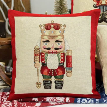   NUTCRACKER DIÓTÖRŐS (ARANY KORONÁS) DÍSZPÁRNA HUZAT, ARANY LUREX 45x45 CM