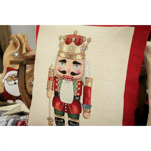NUTCRACKER DIÓTÖRŐS (ARANY KORONÁS) DÍSZPÁRNA HUZAT, ARANY LUREX 45x45 CM