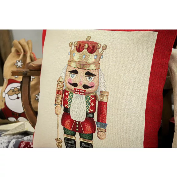 NUTCRACKER DIÓTÖRŐS (ARANY KORONÁS) DÍSZPÁRNA HUZAT, ARANY LUREX 45x45 CM