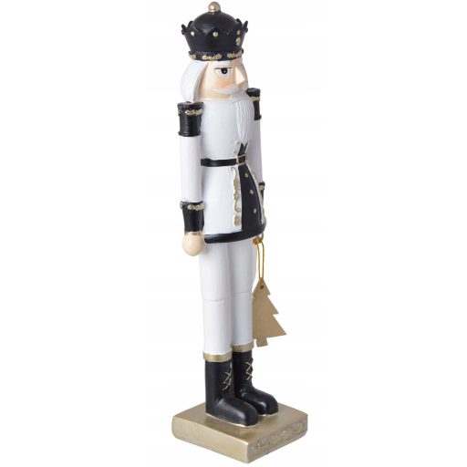 Diótörő figura, fekete-fehér, 21 x 5,2 x 6 cm 