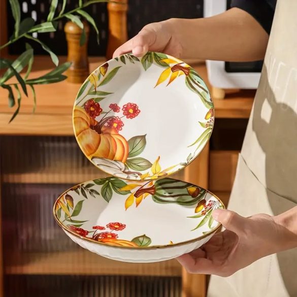 ŐSZI KERÁMIA TÁNYÉR – SÜTŐTÖKÖS MINTÁVAL 18 CM