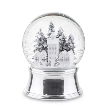   Zenélő, világító karácsonyi hógömb templommal – 16 cm