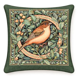 Erdei madár, zöld keretes (A) díszpárna huzat