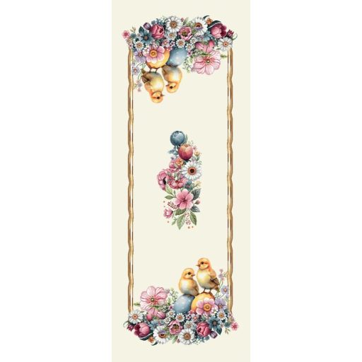 Húsvéti kiscsibés asztali futó, 44x140 cm