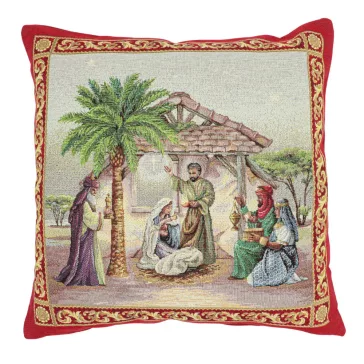 BETLEHEMI, PIROS SZÉLŰ DÍSZPÁRNA HUZAT, ARANY LUREX