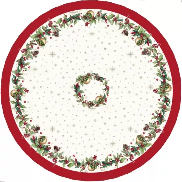   BERRY ÜNNEPI, BOGYÓS ASZTALTERÍTŐ, KÖR ALAKÚ, 160 CM, EZÜST LUREX