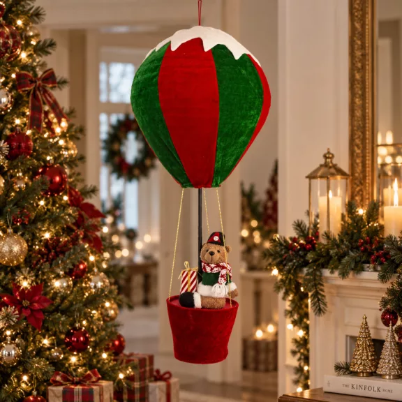 Macis hőlégballon karácsonyi dekoráció 95 cm