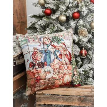 Játékbolt ünnepi díszpárna huzat, ezüst lurex