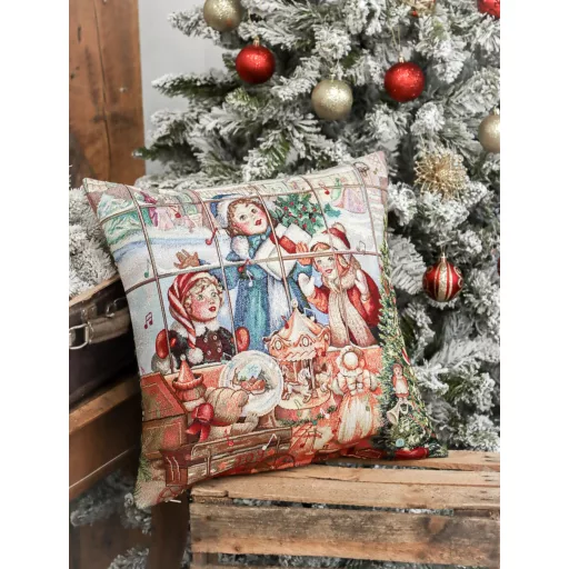 Játékbolt ünnepi díszpárna huzat, ezüst lurex