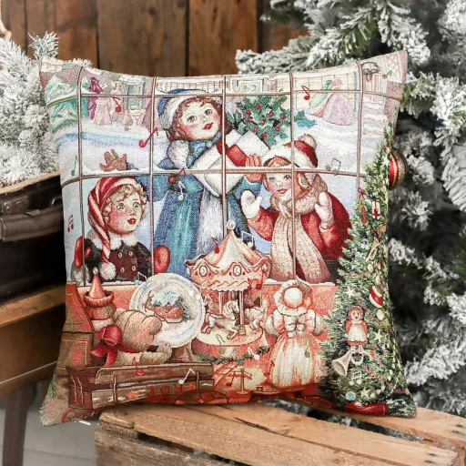 Játékbolt ünnepi díszpárna huzat, ezüst lurex
