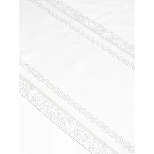 EZÜST LUREX ASZTALI FUTÓ, KARÁCSONYFA MINTÁS, 44X140 CM
