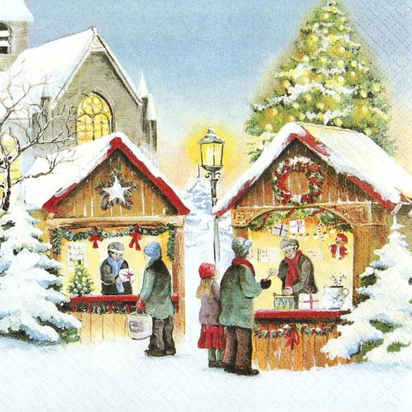 CHRISTMAS MARKET KARÁCSONYI SZALVÉTA, 3 RÉTEGŰ, 20 DB/CSOMAG, 33x33 cm