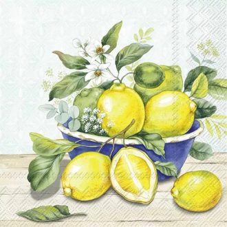   Lemon in bowl citromos szalvéta, 3 rétegű, 20 db/csomag, IHR, 33x33CM