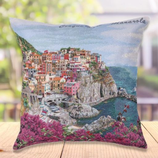 MEDITERRÁN, CINQUE TERRE PRÉMIUM GOBELIN DÍSZPÁRNA HUZAT 45X45 CM
