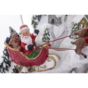   Zenélő, világító karácsonyi hógömb Mikulással – 19 cm