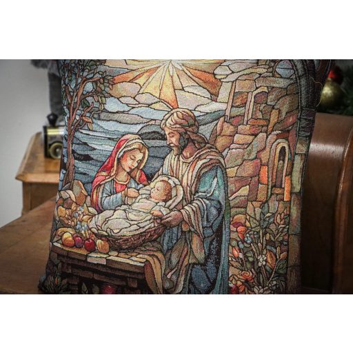 BETLEHEMI RÓZSAABLAK DÍSZPÁRNA HUZAT, ARANY LUREX