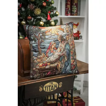 BETLEHEMI RÓZSAABLAK DÍSZPÁRNA HUZAT, ARANY LUREX