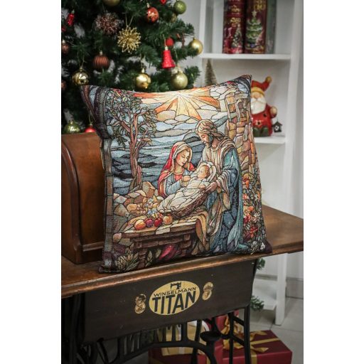 BETLEHEMI RÓZSAABLAK DÍSZPÁRNA HUZAT, ARANY LUREX