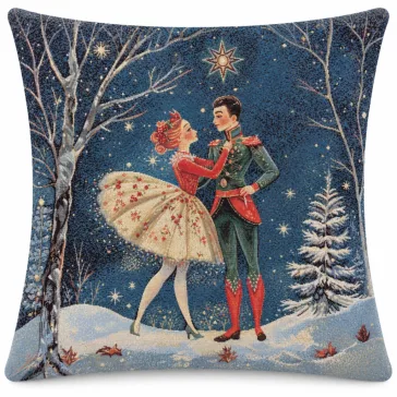   Balerinás, diótörős gobelin díszpárna huzat, arany lurex