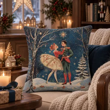   Balerinás, diótörős gobelin díszpárna huzat, arany lurex