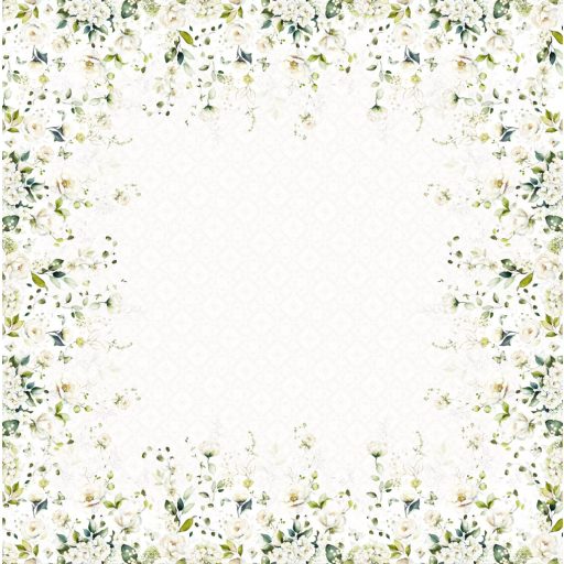 WHITE ROSE VIRÁGOS ASZTALTERÍTŐ, 100X100 CM