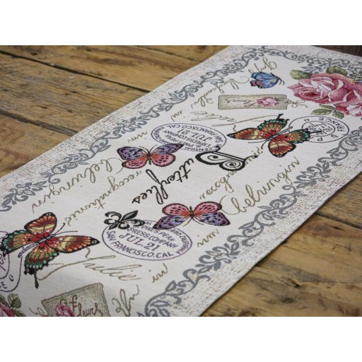 VINTAGE RÓZSÁS, PILLANGÓS KIS FUTÓ 37x100 cm