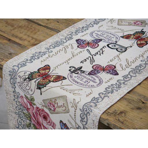 VINTAGE RÓZSÁS, PILLANGÓS KIS FUTÓ 37x100 cm