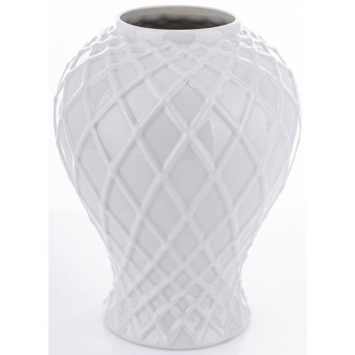 Amfora, váza, fehér, kerámia, díszes, 37x19x19 cm
