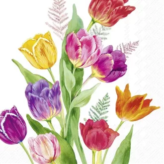   Bright tulips tulipános szalvéta, 3 rétegű, 20 db/csomag, IHR, 33x33 cm