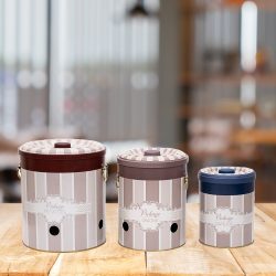   3 DB-OS BURGONYA, FOKHAGYMA ÉS HAGYMA TÁROLÓ SZETT 'VINTAGE BAKERY'