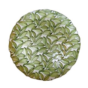 Leveles zöld színű üveg tortatál, 32 cm