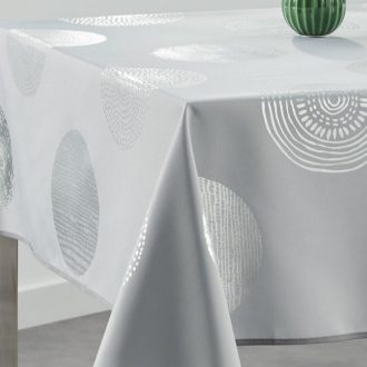   ARGENT SZÜRKE SZÍNŰ EZÜST KÖRÖS SZENNYTASZÍTÓ ASZTALTERÍTŐ, XL-ES, 148X240 CM