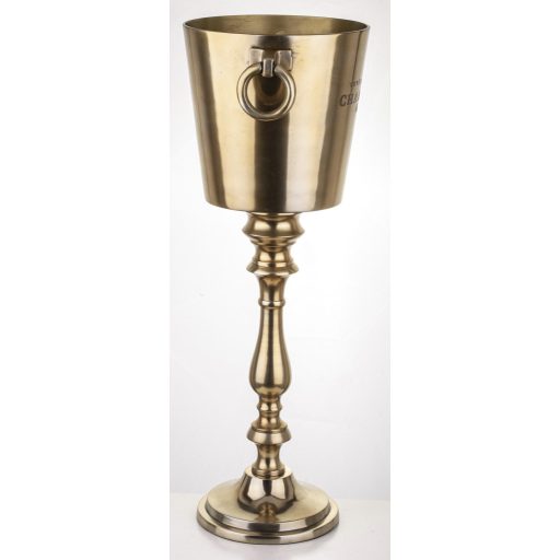 Arany fém pezsgőhűtő talapzaton – 66×32×24 cm