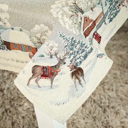  SNOWY, HAVAS OTTHON SZARVASOS ASZTALKÖZÉP, EZÜST LUREX 96 x 100 CM