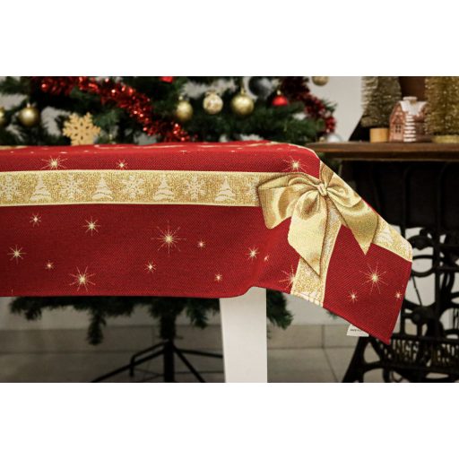 HOLLY MASNIS, BORDÓ SZÍNŰ ASZTALKÖZÉP, ARANY LUREX 96 x 100 cm