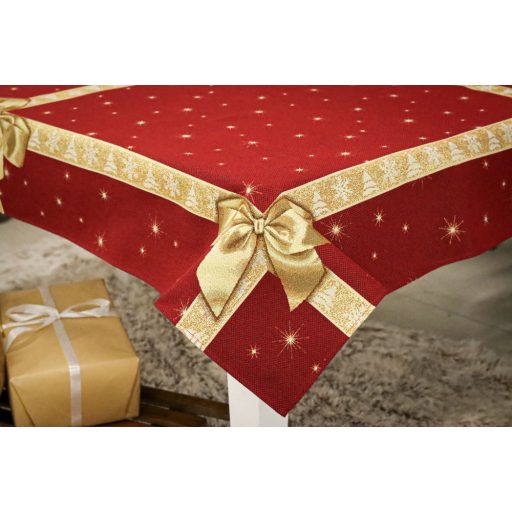 HOLLY MASNIS, BORDÓ SZÍNŰ ASZTALKÖZÉP, ARANY LUREX 96 x 100 cm