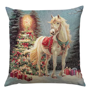 Fehér lovas, ünnepi díszpárna huzat, arany lurex