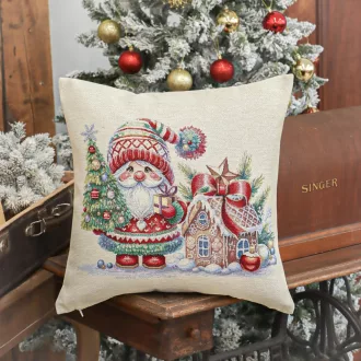 Manós, mézeskalácsos díszpárna huzat, ezüst lurex