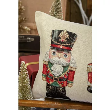   NUTCRACKERS DIÓTÖRŐK DÍSZPÁRNA HUZAT TÖLTETTEL, HOSSZÚKÁS, ARANY LUREX