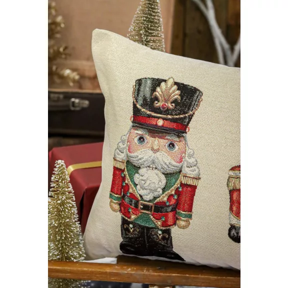 NUTCRACKERS DIÓTÖRŐK DÍSZPÁRNA HUZAT TÖLTETTEL, HOSSZÚKÁS, ARANY LUREX