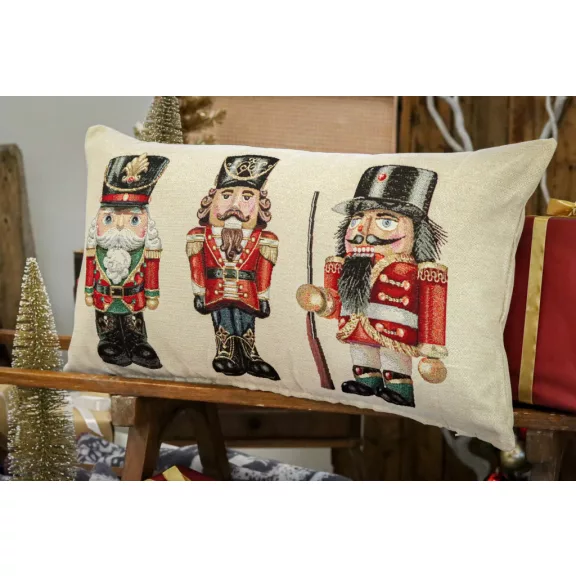 NUTCRACKERS DIÓTÖRŐK DÍSZPÁRNA HUZAT TÖLTETTEL, HOSSZÚKÁS, ARANY LUREX