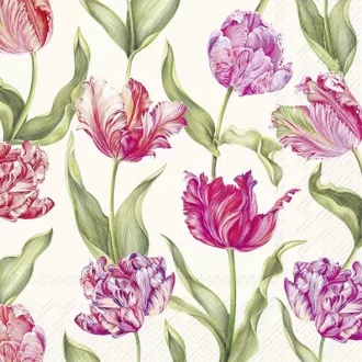   Estelle cream tulipános szalvéta, 3 rétegű, 20 db/csomag, IHR