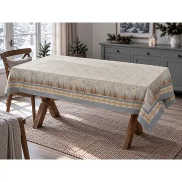   Modern karácsony asztalterítő, 137x240 cm, arany lurex, gobelin